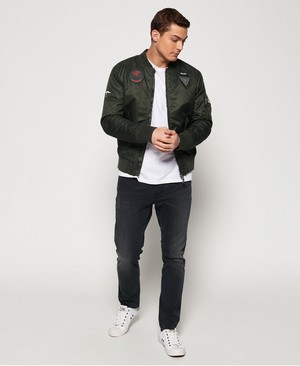 Superdry Limited Edition Flight Bomber Férfi Kabát Zöld | KHMOC4507